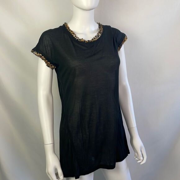 Dolce And Gabbana Black With Animal Trim Top - Picture 1 of 7
